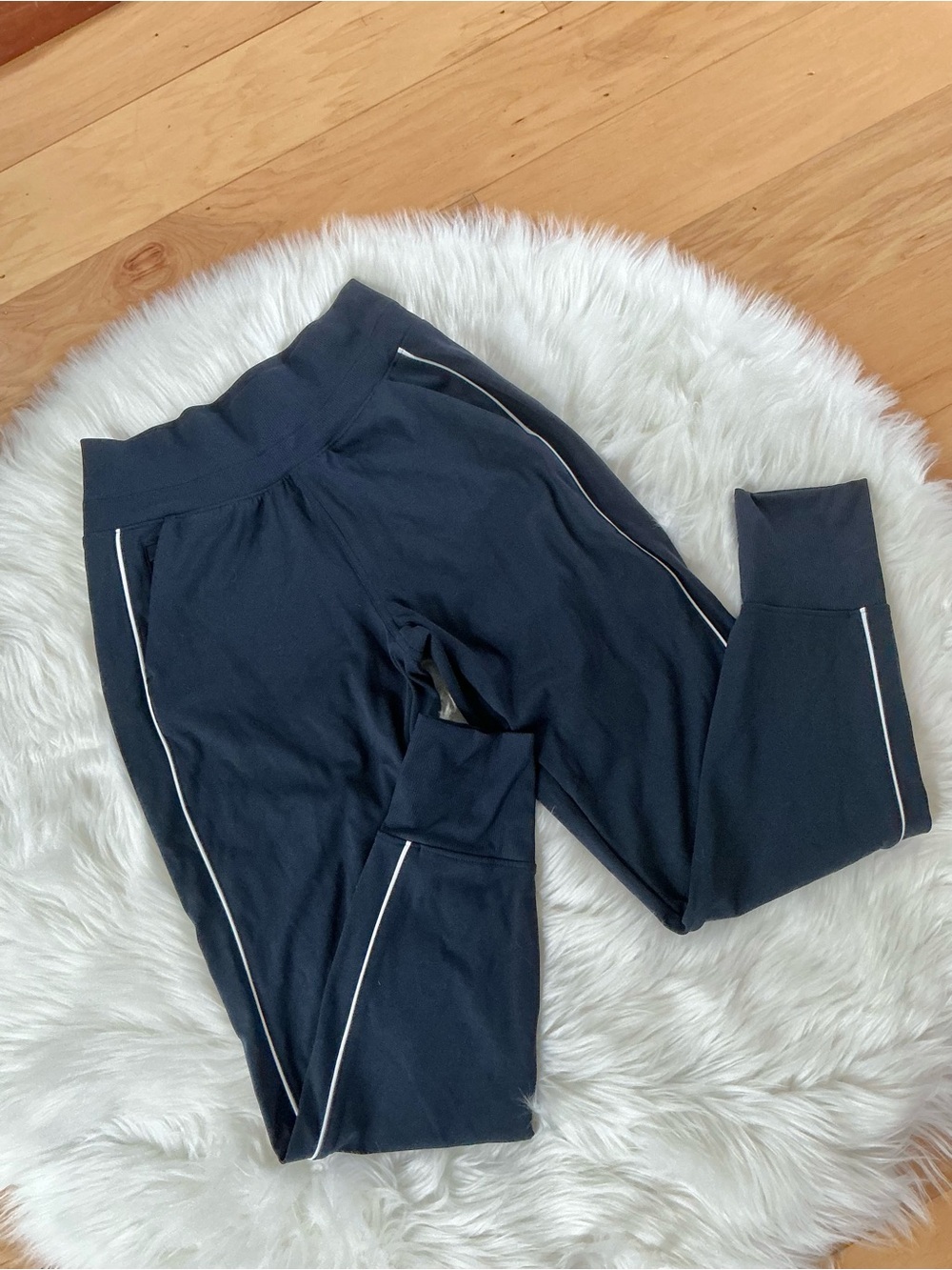 Athleta Venice High Rise Navy Track Stripe Jogger Pants Size XS